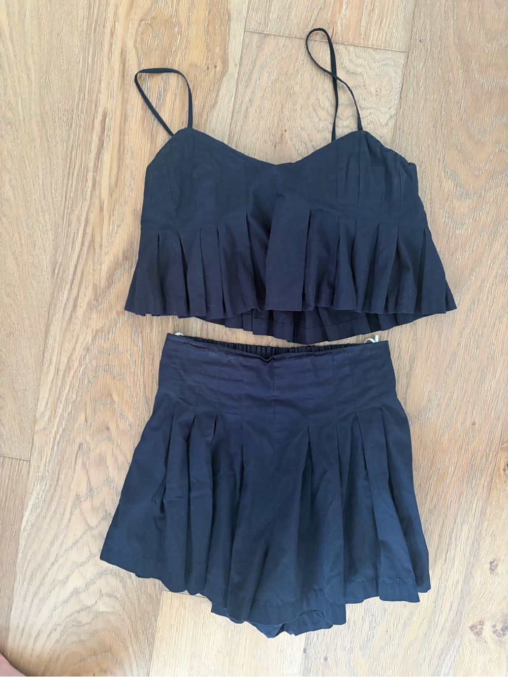 Black Free People Pleated Women's Skirt Set